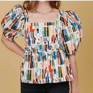 CROSBY by Mollie Burch Colorful Abstract Blouse